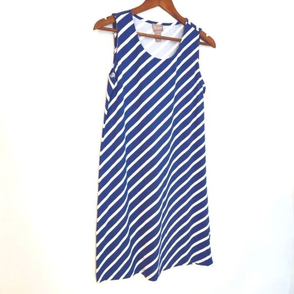 NWT Chico's Striped Cotton Sleeveless Midi Sun Dress Size 0 - Picture 2 of 6